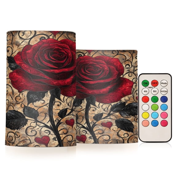 BZSMCE Flameless Candles LED Lights Red Rose Pattern Creativity Battery Candles