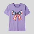 thumbnail image 2 of ZACPNCV Kids Flag Shirts USA Flag Stars Stripes Graphic Blouse Patriotic Shirt 4th of July T Shirt Summer Tops Tee Purple 5-6 Years, 2 of 5