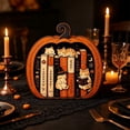 thumbnail image 5 of Halloween Wooden Pumpkin Bookshelf Decor, Rustic Pumpkin Tabletop Ornament with Fall Design, Seasonal Home Decoration for Shelf Mantel Desk Living Room Office Party Display, 5 of 6
