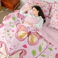 thumbnail image 4 of Castle Fairy Girls Pink Butterfly 7pcs Bedding Comforter Set,Chic Flower Queen Bedding Sets Super Cozy,Love Heart Print Queen Sheet Sets,Luxury Bedroom Decor, 4 of 8