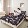 thumbnail image 4 of Homewish 4-Piece Flying Purple Butterflies Pink Floral Dreamy Princess Queen Microfiber Bedding Set, 4 of 7