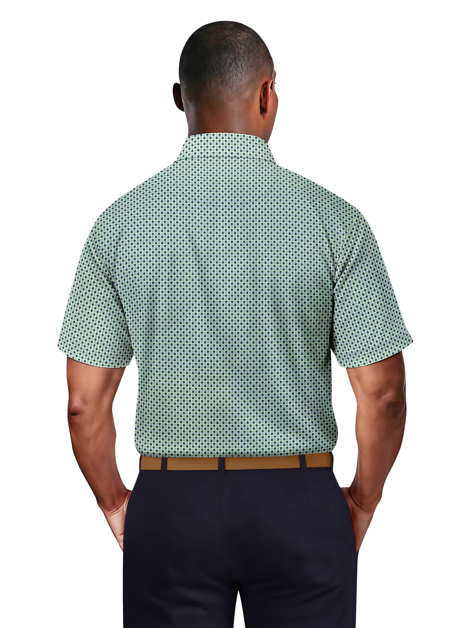 Ben Hogan Men's & Big Men's Performance Three-Color Golf Geo Short Sleeve Polo Shirt, up to 5XL