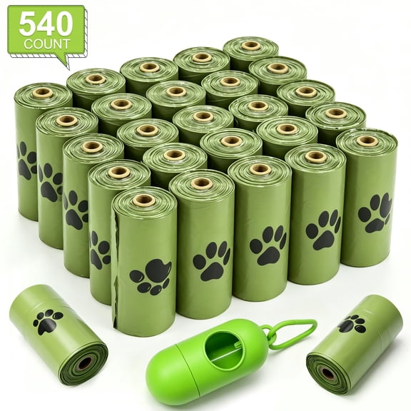 GARITIN Dog Poop Bags, 540 Count Scented Pet Waste Bags, Leak Proof Doggy Poop Bags with Free Dispenser