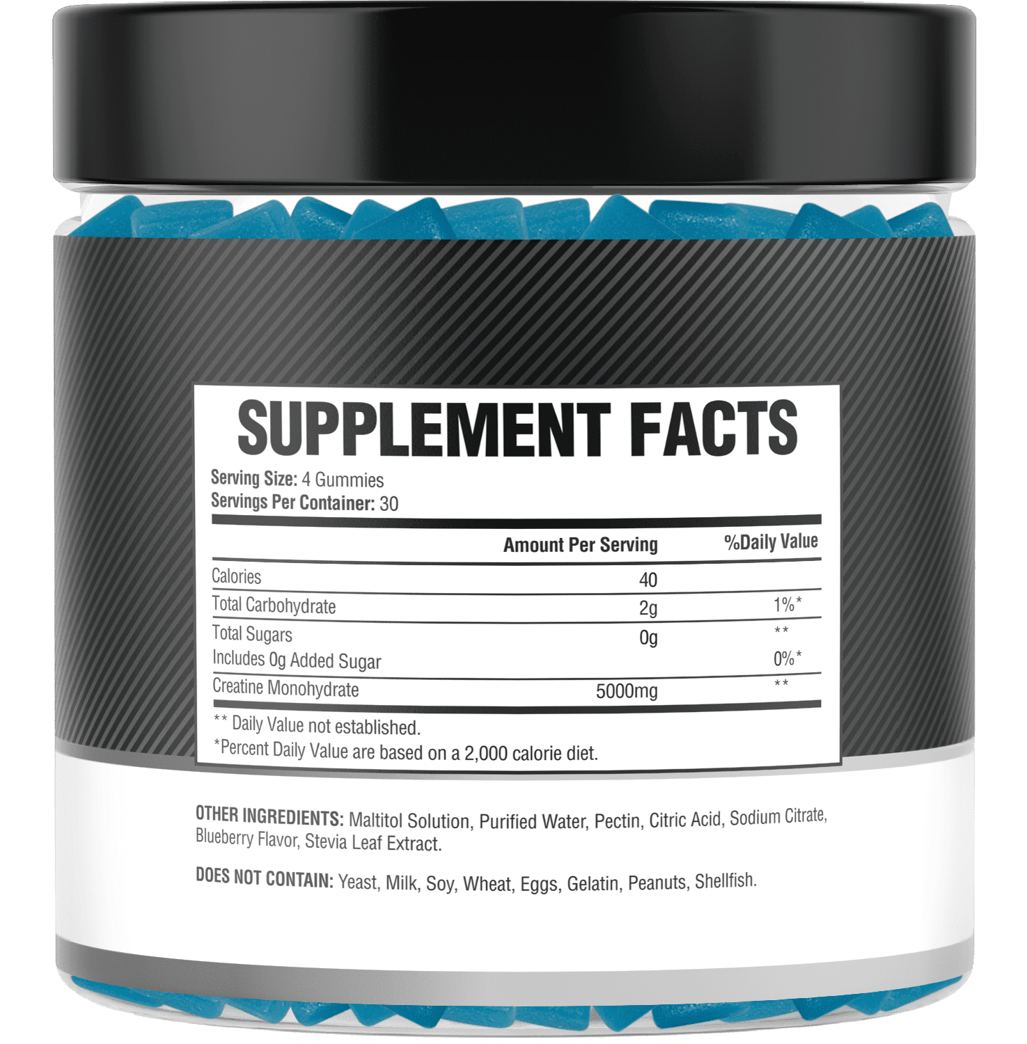 Creatine Monohydrate Gummies – 5g per Serving, 120 Count, Blueberry Flavor