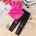 thumbnail image 2 of Toddler Baby Girl T Shirt Shorts Set Bow Sleeveless Slip Ruffle Tops Matching Outfit Spring Summer Clothes T-Shirt Elastic Waist Shorts Set Cartoon Print Summer 2pcs Set Dailywear Set 5-6 Years, 2 of 9