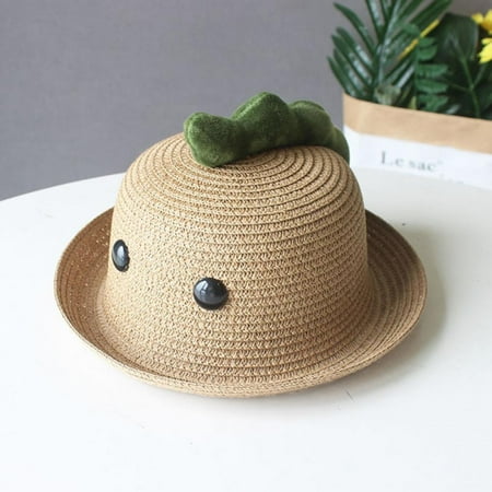 

Summer Children s Straw Hat in Spring and Summer Boys Sun Protection Dinosaur Fisherman s Hat Curly Brim Hat Traveling Baby Sun Hat