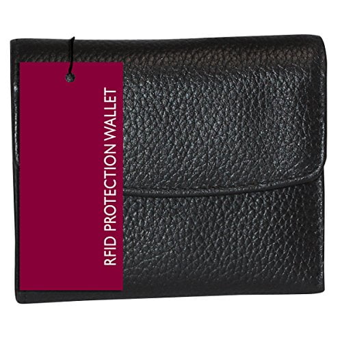 Buxton Womens Leather Mini Trifold Wallet (BlackRFID Protected