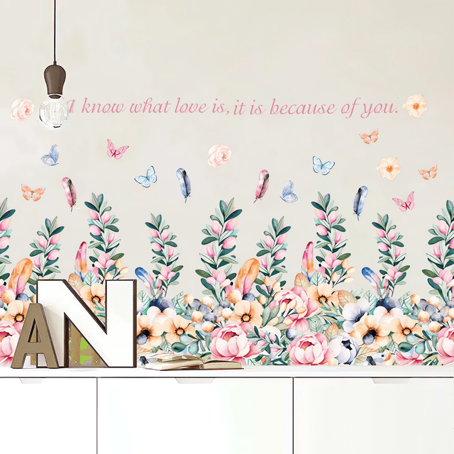 Vinil Decorativo De Interiores Adherible Flores Mariposas H&Jess Vinil Decorativo