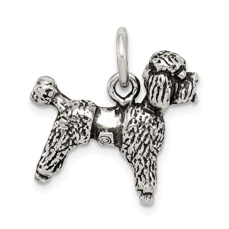 Sterling Silver Antiqued Poodle Charm Pendant