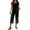 52#Black, variant on Summer Outfits Two Piece Sets for Women Capri Set Casual Summer Wide Leg Crop Pants and Top Matching Suits Yellow M