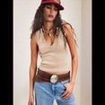 thumbnail image 4 of Camisetas Sin Mangas Acanaladas para Mujer, Camisetas de Verano Ajustadas con Cuello en V, Camisetas Casuales Básicas de Punto Sin Mangas Albaricoque XL, 4 of 7