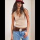 thumbnail image 4 of Camisetas Sin Mangas Acanaladas para Mujer, Camisetas de Verano Ajustadas con Cuello en V, Camisetas Casuales Básicas de Punto Sin Mangas Albaricoque XL, 4 of 7