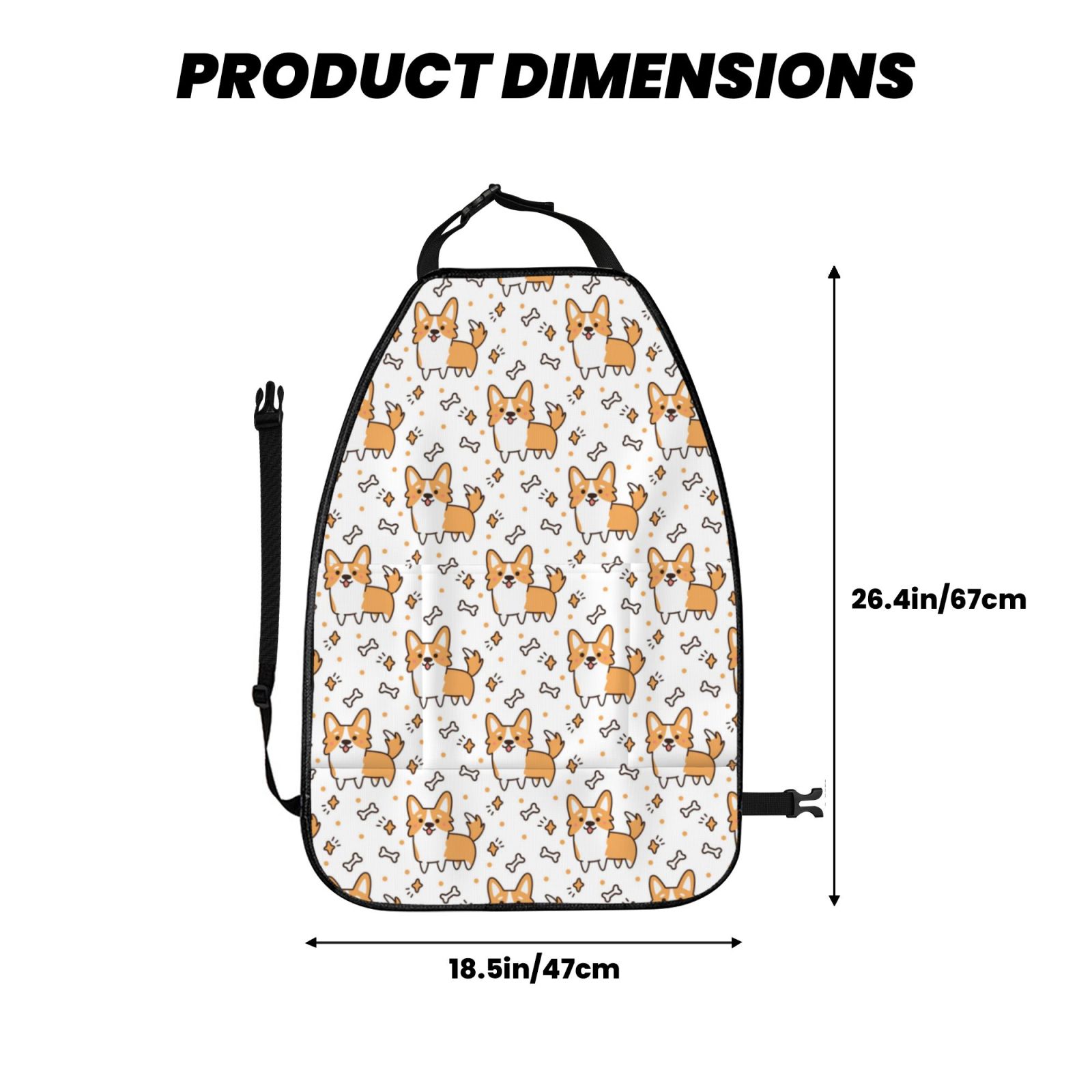 Xecao Corgi with Hearts Pattern Car Seat Back Protector 2 Pack Large Capacity Pocket, Kick Mats Back Seat Protector