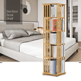 thumbnail image 3 of MoNiBloom Bamboo 5 Tiers Open Rotating Bookcase, Display Organizer Shelf, Natural, for Home, 3 of 10