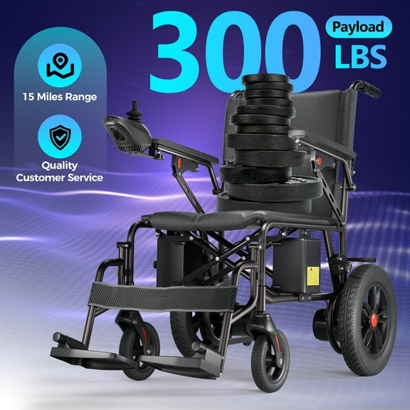Edcsi Electric Wheelchair Lightweight Folding Wheelchair for Adults Seniors, 12 Miles Range