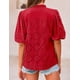 thumbnail image 2 of Blusa PRETTYGARDEN de Encaje Bordado con Cuello en V Roja XXL, 2 of 9