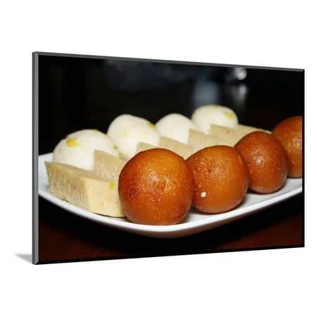 Indian Sweets in Plate Wood Mounted Print Wall Art By