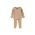 thumbnail image 1 of Minnieouse Calzoncillos largos para niños, conjunto de ropa interior de invierno para niños, Color sólido, manga completa, base, capa base, clima frío, Ropa interior café amarillento Minnieouse AP013731-04, 1 of 6