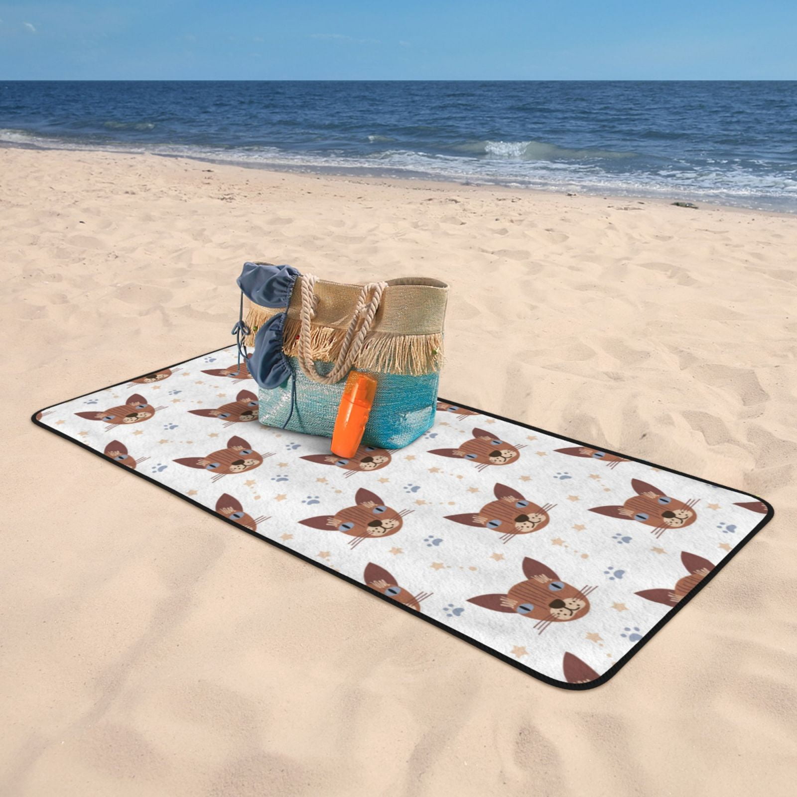 Cotton Bath Towels for Bathroom - Abstract Cute Cat Face Microfiber Quick Dry Towels for Body Bath Sheets, Personalized Beach Towel, Soft Shower Towels for Travel Home Beach 27*55in