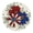 Flowers, variant on Patriotic Round Table Mats, Primitive Single Star Red White and Blue Placemats for Fourth of July Family Dinner, Stain Resistant Plate Liners, 1 PC