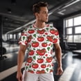 thumbnail image 3 of Wukai Hand Drawn Tomatoes Print Men's Short-Sleeved Mesh T-Shirt,Quick-Dry Short Sleeve Workout T-Shirt-5X-Large, 3 of 8