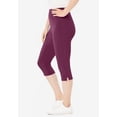 thumbnail image 3 of Woman Within Plus Size Petite Stretch-Cotton Knit Pull-On Capri Leggings, 3 of 6
