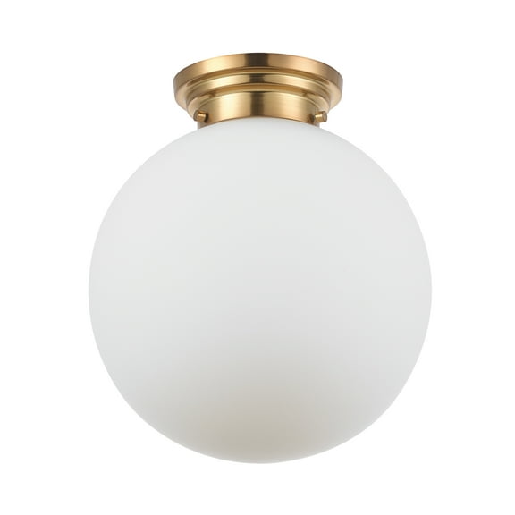Globe Electric 1-Light Matte Brass Indoor Semi-Flush Mount Ceiling Light with Opal Glass Shade