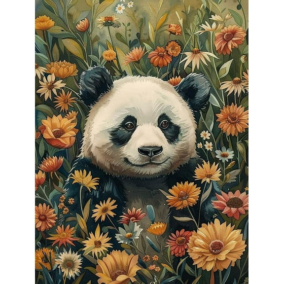 5D DIY Diamond Painting Set "Panda, Animals" Round Diamond Art Crafts for Adults, Suitable for Wall Decoration, Bedroom and Home Decoration