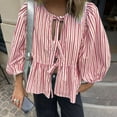 thumbnail image 4 of QIJUNTUO ​Women's Ruffled Peplum Top With Puff Sleeves And Tie Front For Wedding Guest Elegance And Garden Party Charm​ Red, 4 of 6