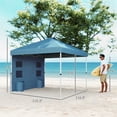 thumbnail image 4 of 10x 10 ft Pop Up Sun Shade,Party Tent with Sidewall, Instant Sun Shelter with Height Adjustable Strong Metal Legs,4 Storage Pockets,Dual Trash Bag Holders,for Outdoor Events, Beach,Blue, 4 of 7