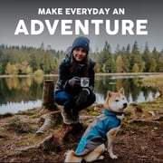 Embark Pets Raincoat, Lightweight Waterproof Dog Rain Jacket - Large, Blue and Grey, Adjustable, Reflective