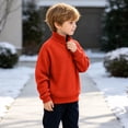 thumbnail image 4 of Bixock Toddler Boys Half Zip Sweatshirts Long Sleeve Tops Crew Neck Pullover Top Solid Color Casual Sweatshirt Warm Soft Breathable Daily Wear Boys Clothings, 4 of 7