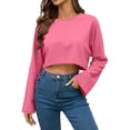 thumbnail image 6 of PFRNLF Cropped Sweatshirts for Women Summer Oversized Long Sleeve Crewneck Pullover Crop Tops, 6 of 9