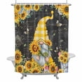 thumbnail image 2 of Sunflower Gnome Shower Curtain for Bathroom Decor, Country Yellow Sunflower Floral Leaf Bee Black Letter Background Waterproof Fabric Shower Curtain, 36"x72" Set with 12 Hooks, 2 of 9