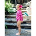 thumbnail image 3 of Barbie Girls Swimsuit Long Sleeve Rash Guard One Piece Half Zip Quick Dry Bathing Suit Sizes 6-7Y, 3 of 11