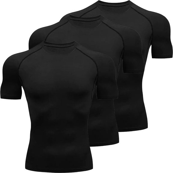 yillto Men Big and Tall Top Mock Neck Short Sleeve Shirts 3 Pack Undershirt Pullover Solid Color Tshirts