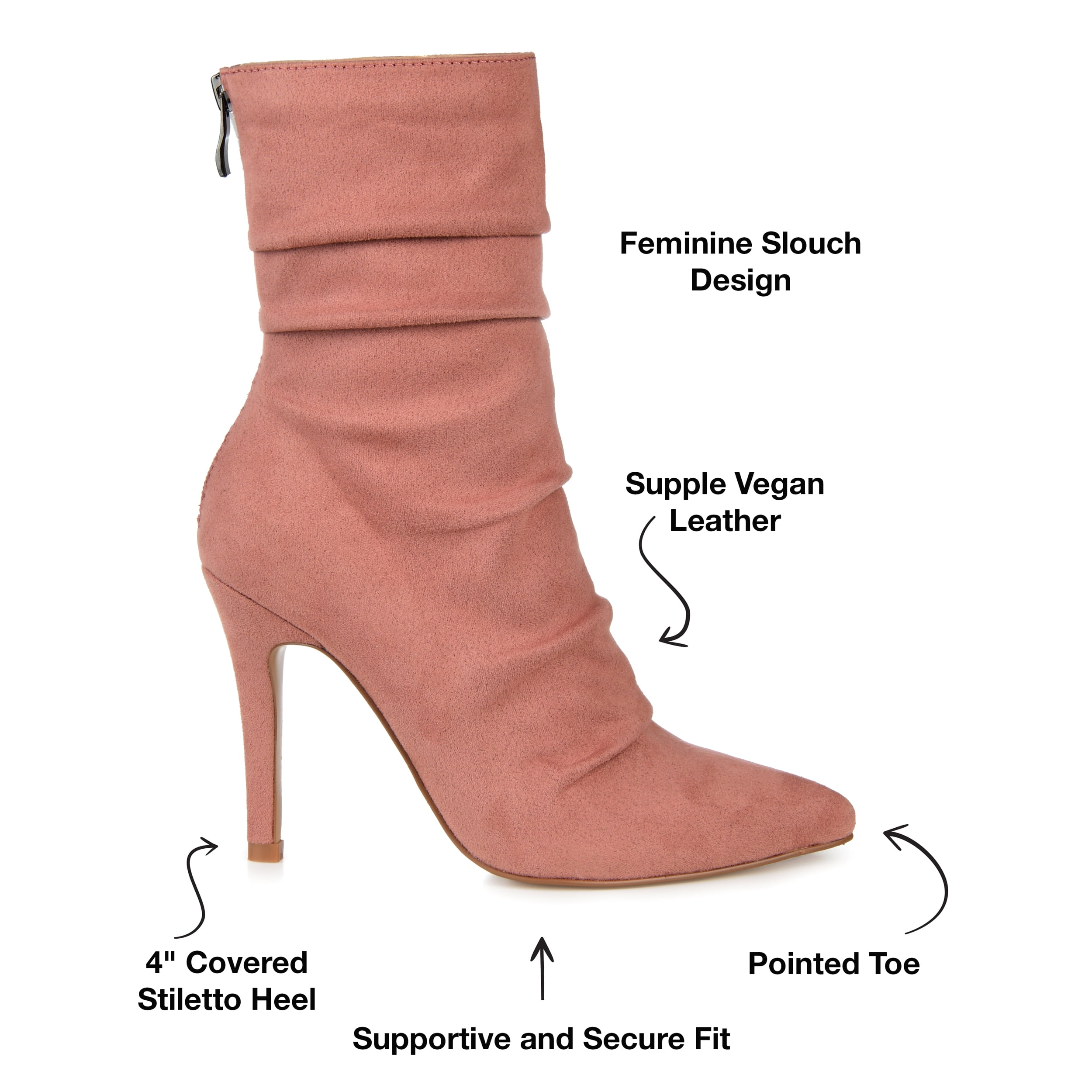 Journee Womens Markie Back Heel Zip Stiletto Booties, Widths Available
