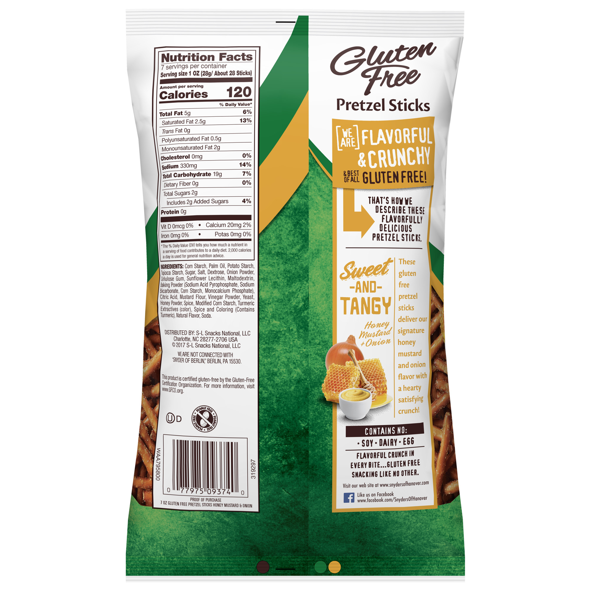 Snyder S Of Hanover Gluten Free Honey Mustard And Onion Pretzel Sticks 7 Oz Walmart Com Walmart Com