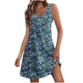 thumbnail image 1 of Vestidos de Verano con Cuello en V para Mujeres 2025 Casual con Bolsillos Boho Beach Camisetas Vestido Tanque Suelto, 1 of 9