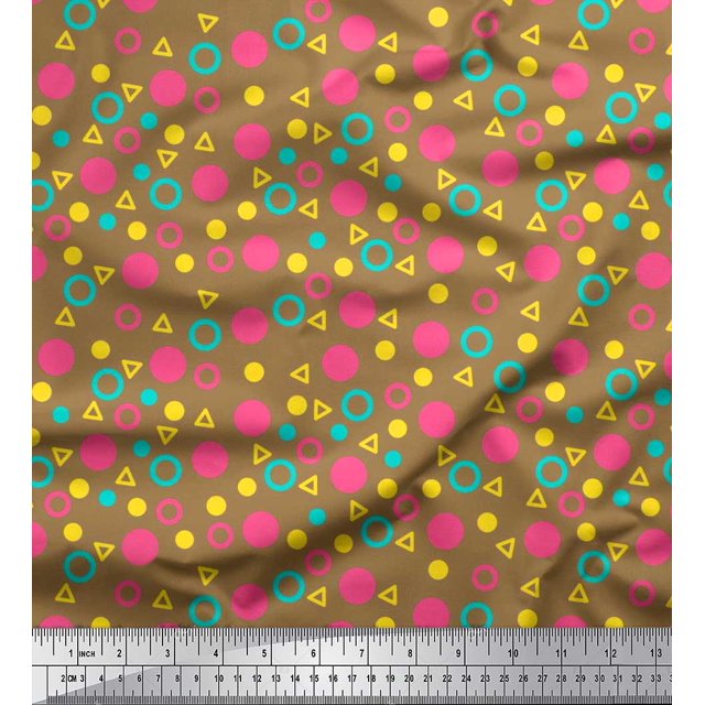Soimoi Toile de Voile de Coton Cercle, Point & Triangle Géométrique Tissu Imprimé par la Cour 42 Pouces de Large