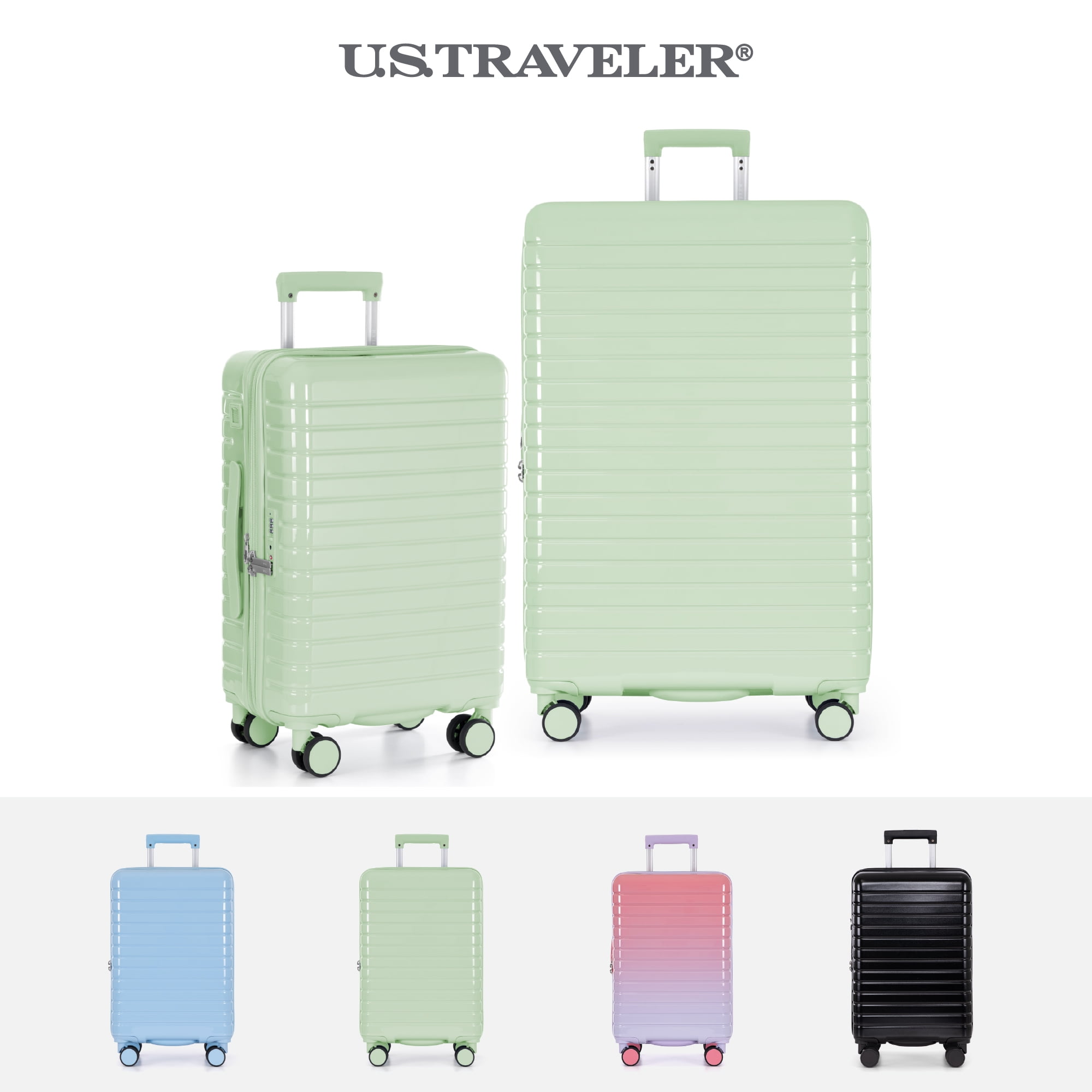 U.S. Traveler Citrine Hardside Spinner Luggage, Mint, 30" Checked Large