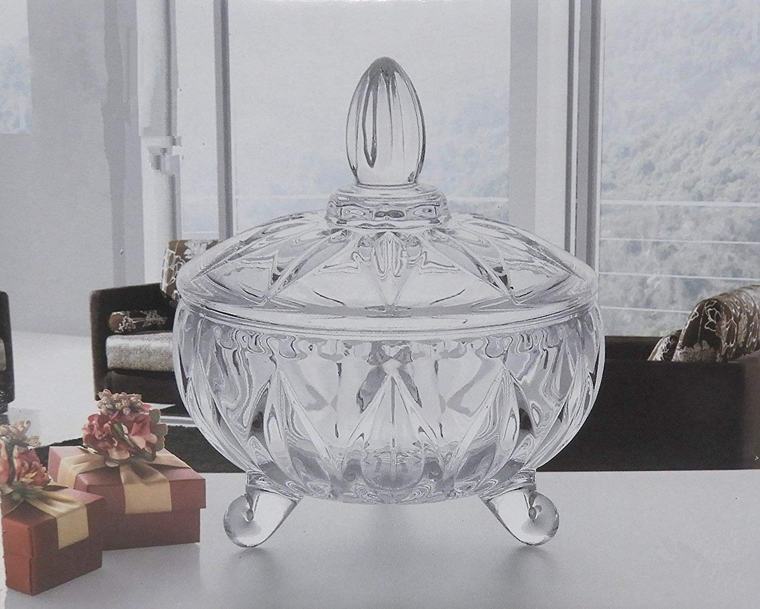 Elegant Glass Sugar Bowl Candy Dish With Cover Ideal for Everyday and