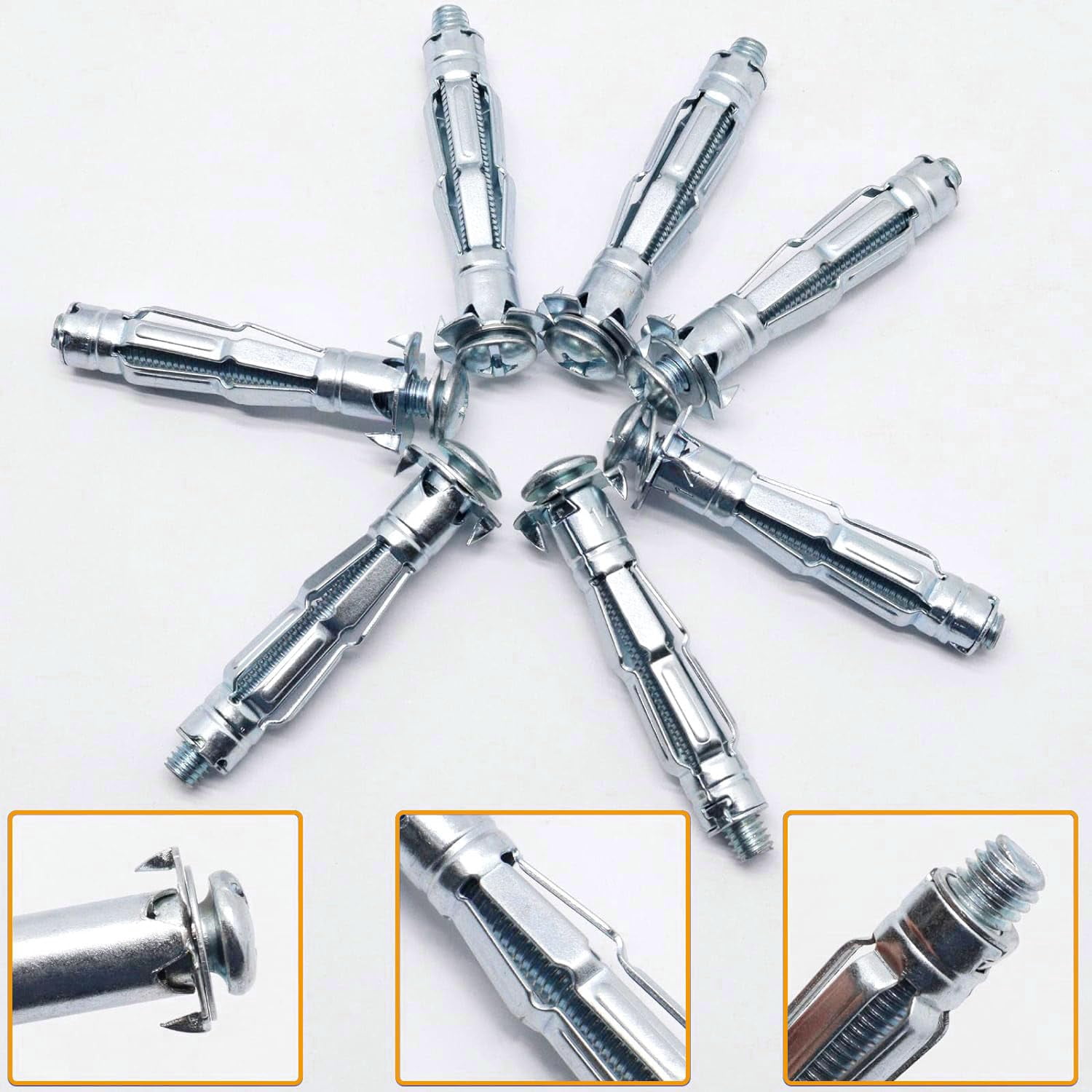 1/4" Drywall Anchor Kit Hollow Wall with Screws,Zinc Plated Steel Molly Bolt,Hollow Wall Drilling Anchors with Screws Drywall Anchors (30PCS, M6)