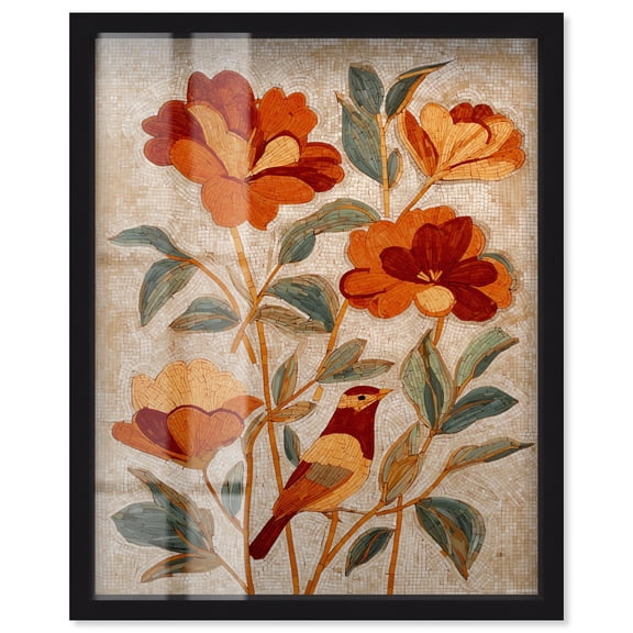 Tapestry of Tesserae Shadowbox Print Floral Wall Decor by Art Remedy, Black Frame, 16 x 20