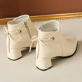 thumbnail image 5 of White Women'S Fashion Pointed Toe Boots With Lace Up And Side Zipper For All Day Comfort, 5 of 9