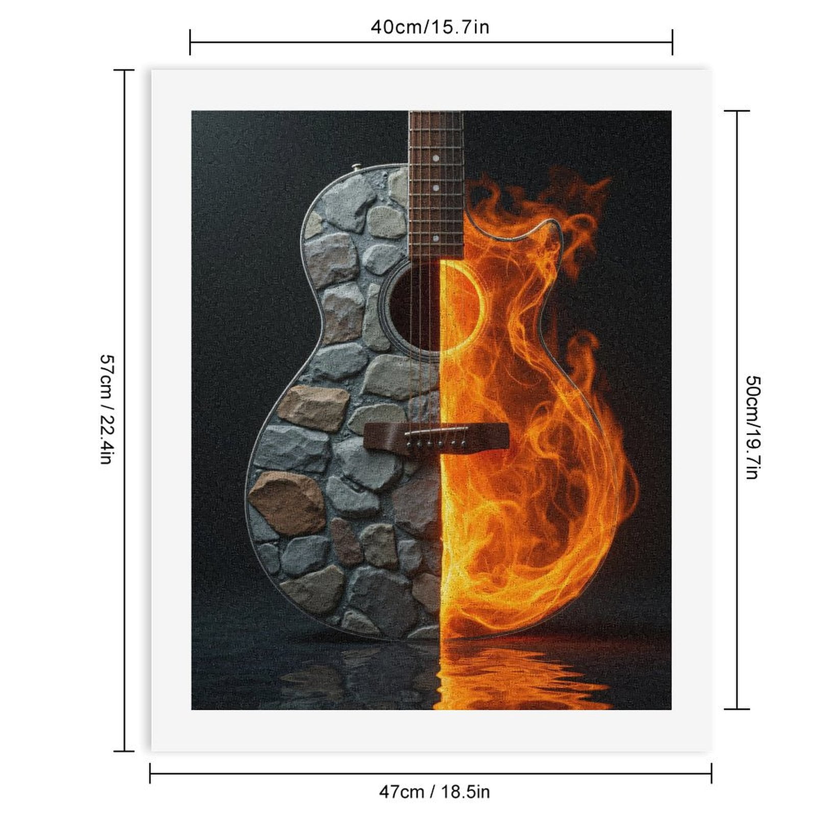 Paint By Numbers Kit for Adults Beginner - Guitar Stone Fire Contrast Art DIY Canvas Painting Kits for Adults, Frameless Paint By Number for Adults for Home Wall Decor 16x20 Inch