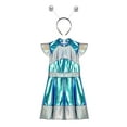 thumbnail image 3 of Yeahdor Kids Girls Alien Astronaut Costume Shiny Metallic A-Line Dress with Hair Hoop Halloween Outfits Silver 12, 3 of 6