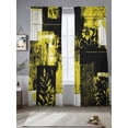 thumbnail image 2 of Modern Boho Sheer Curtains 2 Panels Set Flower Geometric Texture Yellow Black Abstract Art Sheer Window Curtains Light Filtering Rod Pocket Voile Drapes for Bedroom Living Room 52"X84", 2 of 9