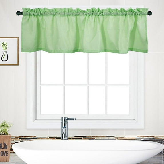 Shininglove Kitchen Curtains Watertight Waffle Woven Textured Valance for Small Window Treatment, 60" x 15", Green, 1 Panel