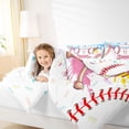 thumbnail image 3 of Castle Fairy Sport Baseball Initial T Twin Bedding 7-Piece, Blue Ice Cream Drip Bedding Comforter Set, Pink Blue White, 3 of 7
